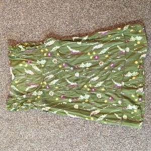 3/$15 Fossil Women's Medium Green Floral Blouse/Shirt